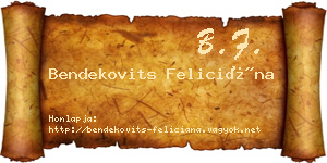 Bendekovits Feliciána névjegykártya